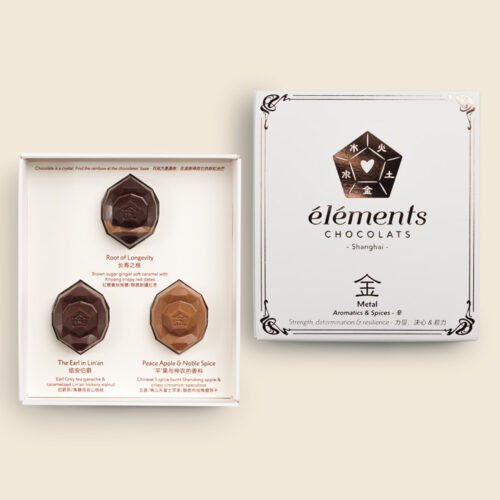 Element metal box+cover shadow cream background Metal Element Pralines – 金