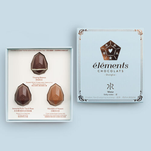 Element water box+cover shadow blue background Water Element Pralines – 水